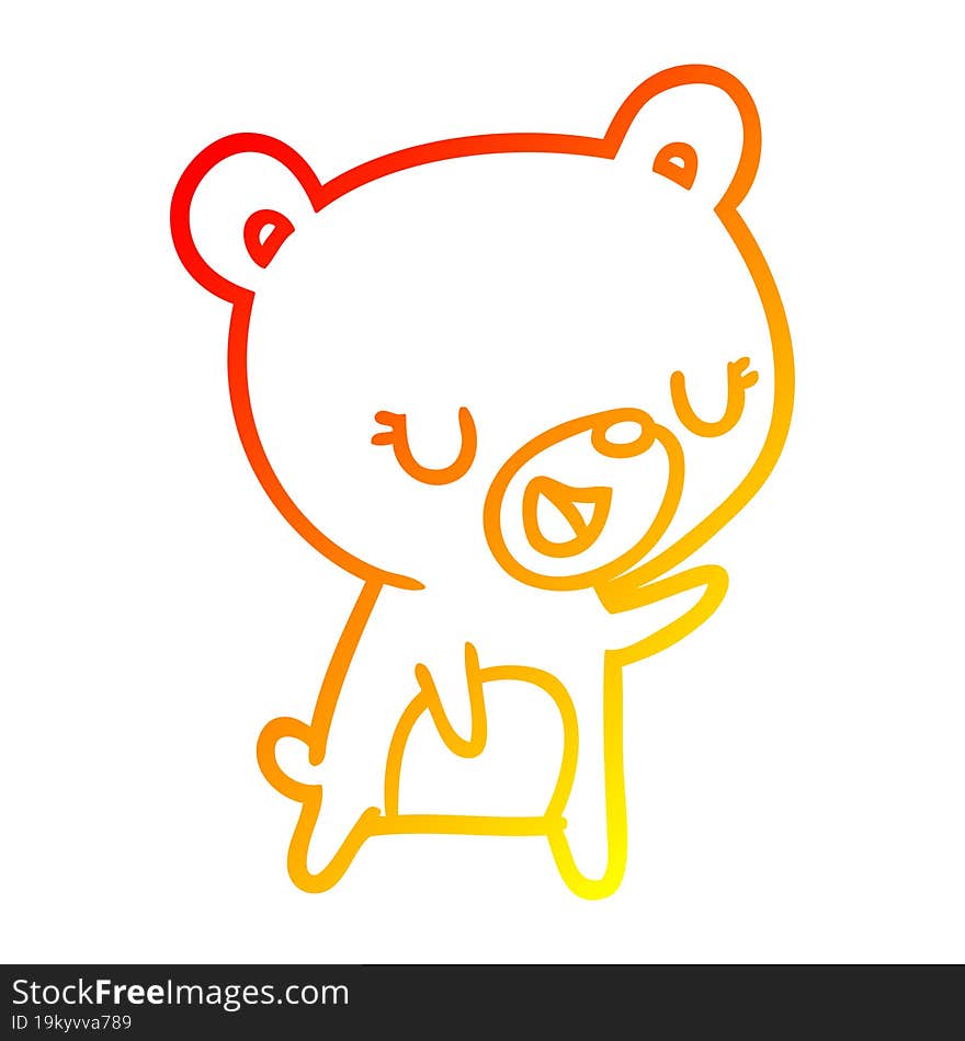 warm gradient line drawing of a Cartoon bear