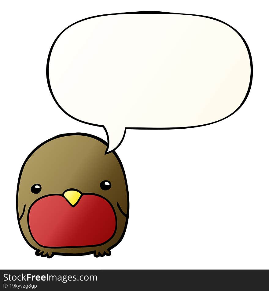 cute cartoon penguin and speech bubble in smooth gradient style