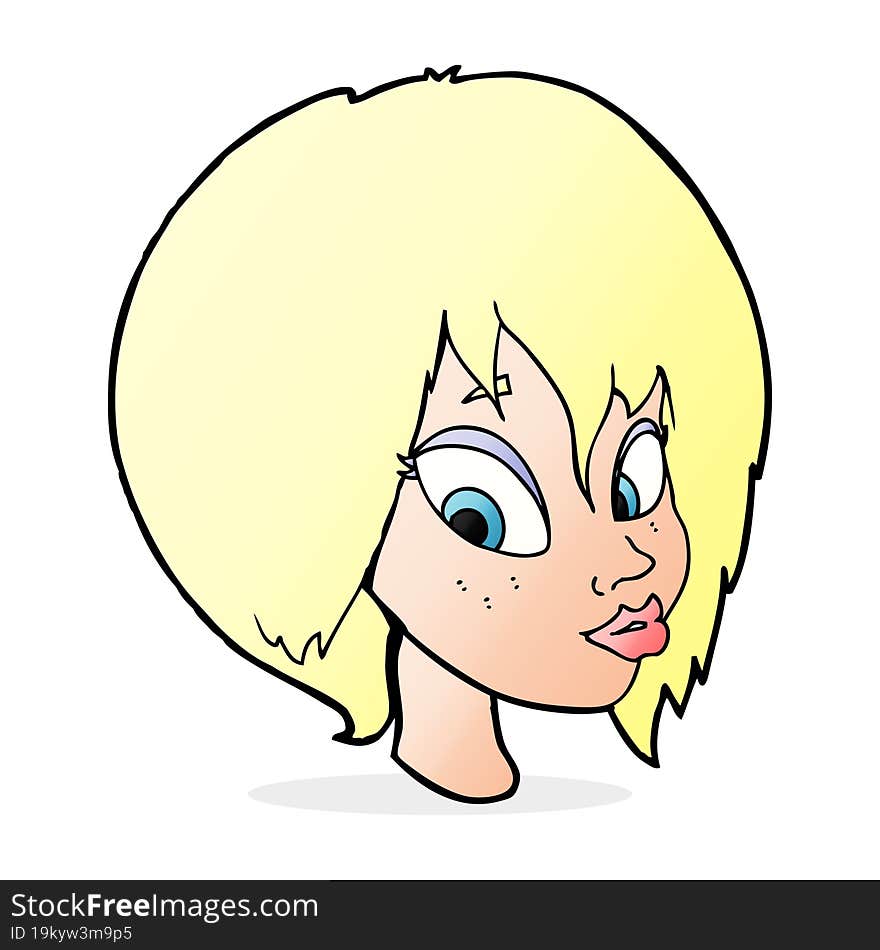 Cartoon Pretty Female Face Pouting