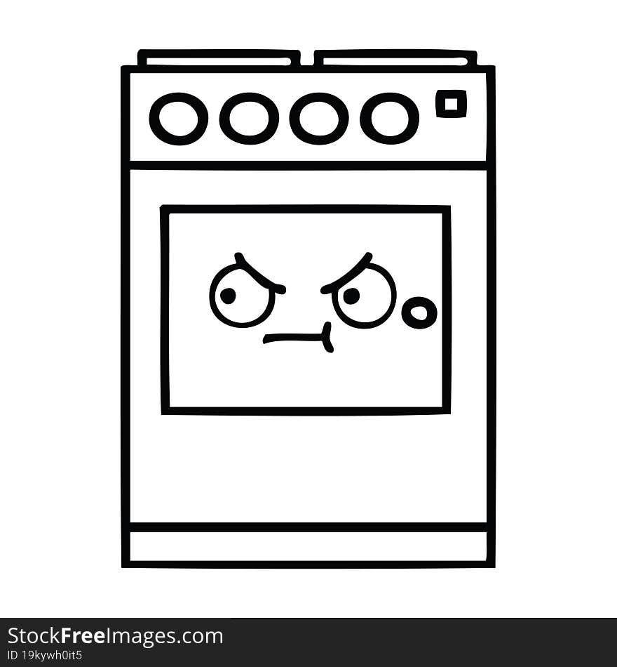 line drawing cartoon kitchen oven