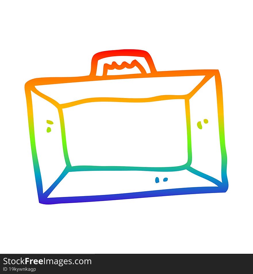 rainbow gradient line drawing cartoon briefcase