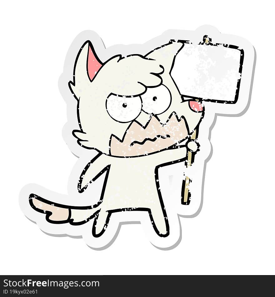 Distressed Sticker Of A Cartoon Annoyed Fox