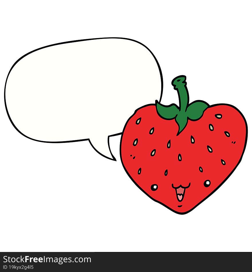 cartoon strawberry and speech bubble