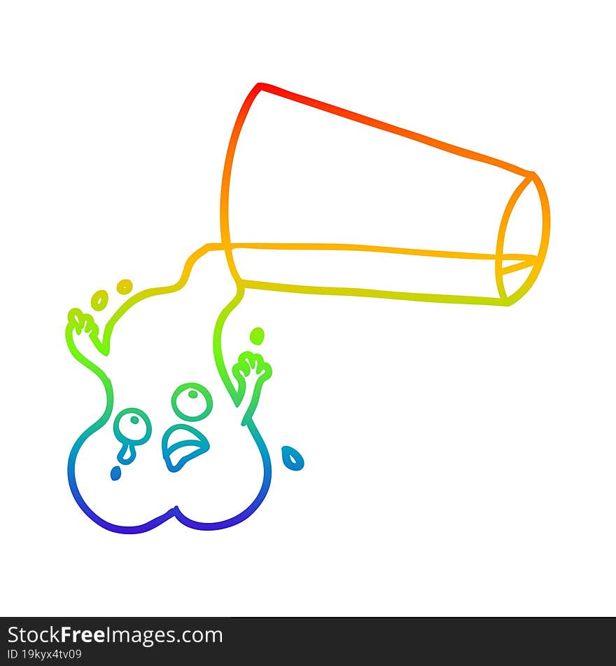 rainbow gradient line drawing pouring water cartoon