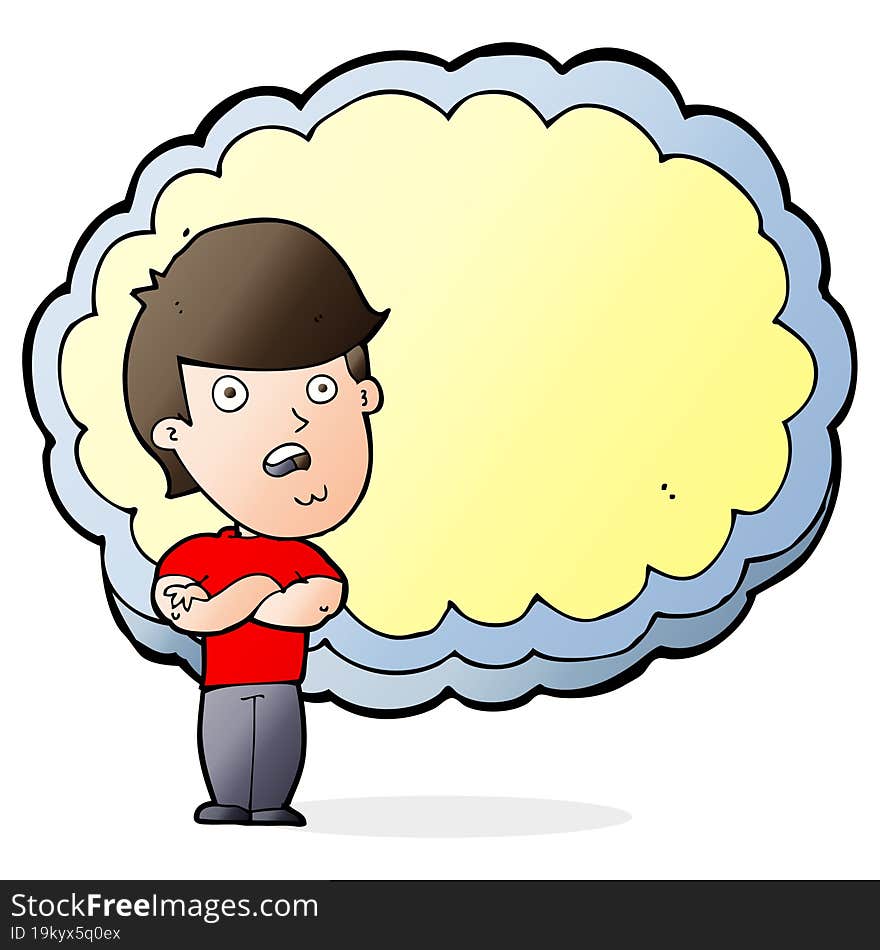 Cartoon Man With Text Space Cloud