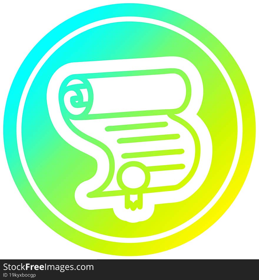 diploma certificate circular in cold gradient spectrum