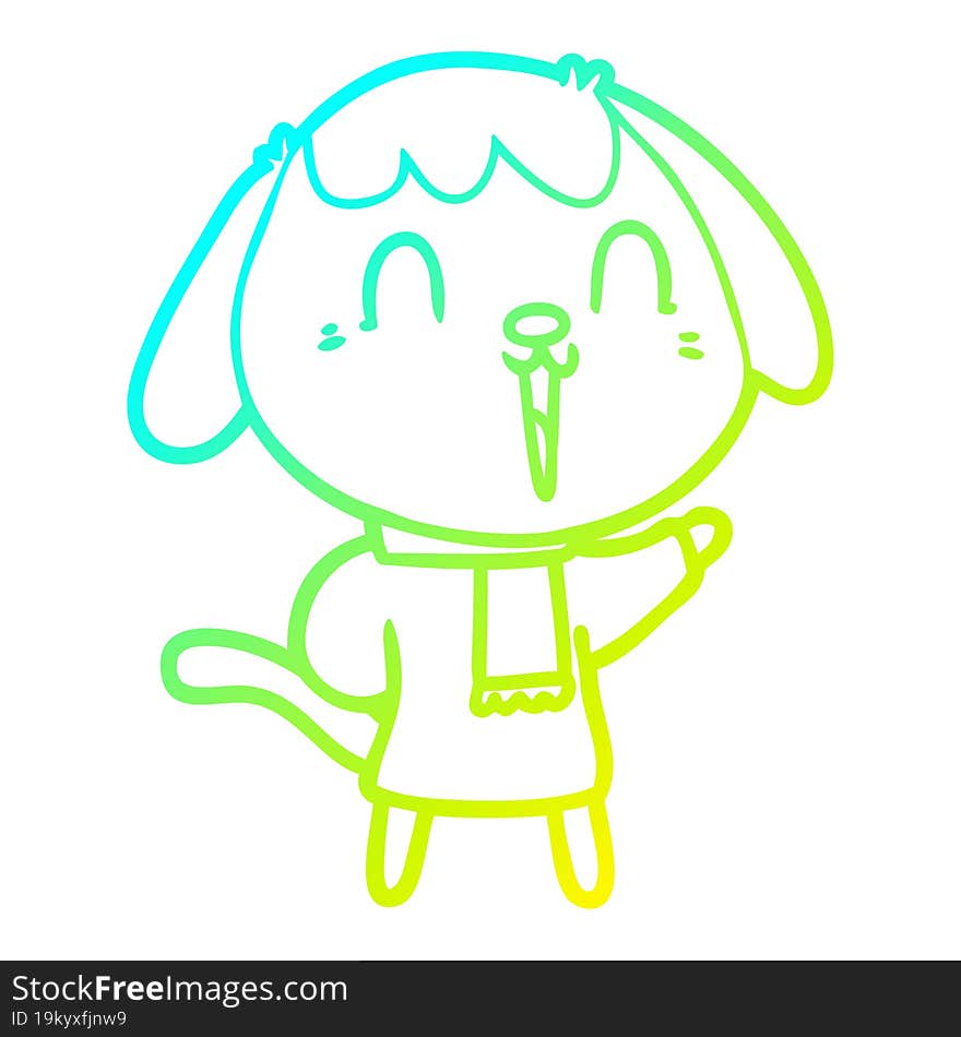 Cold Gradient Line Drawing Cute Cartoon Dog