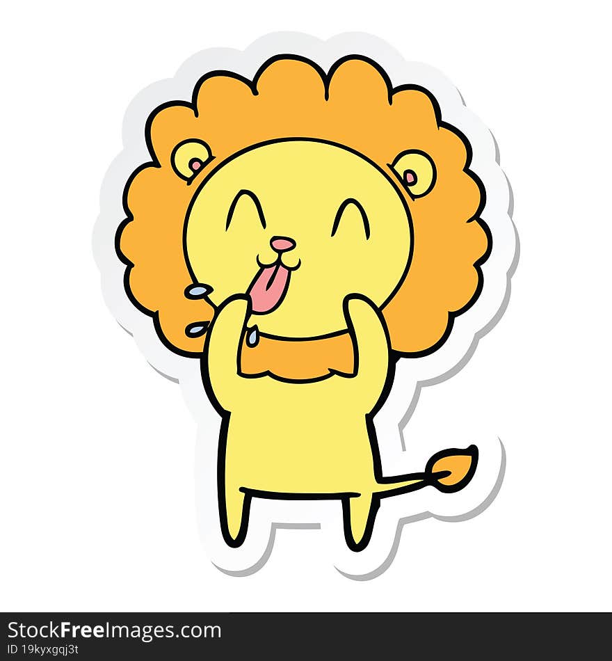 sticker of a happy cartoon lion