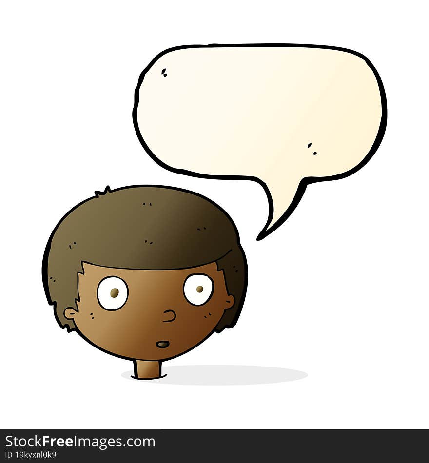 cartoon curious boy with speech bubble