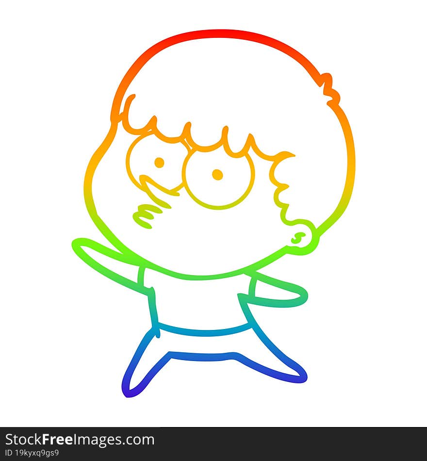 rainbow gradient line drawing cartoon dancing boy