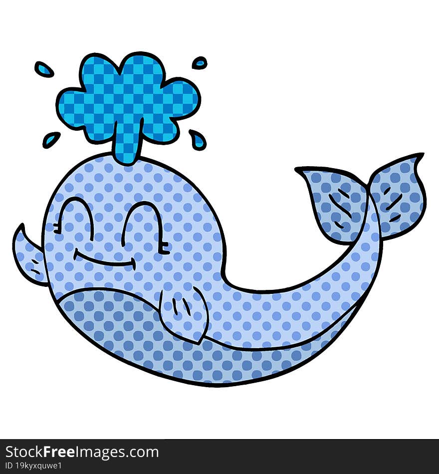 cartoon doodle of a happy whale