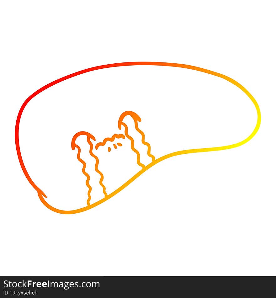 Warm Gradient Line Drawing Cartoon Liver Crying