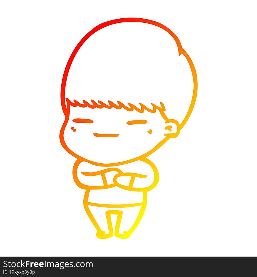 warm gradient line drawing cartoon smug boy