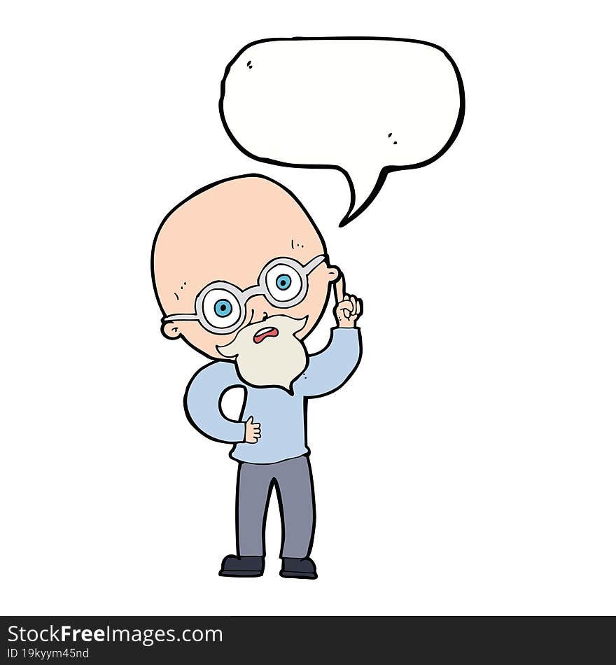 cartoon old man  with speech bubble