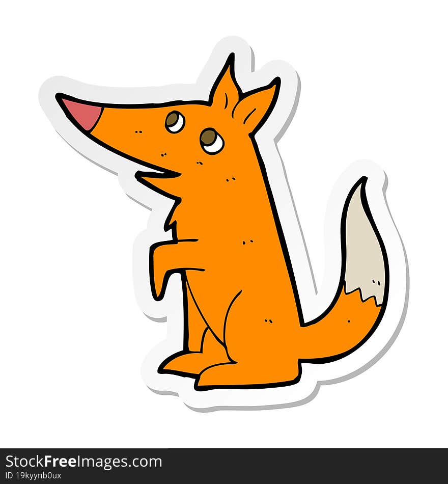 sticker of a cartoon fox cub