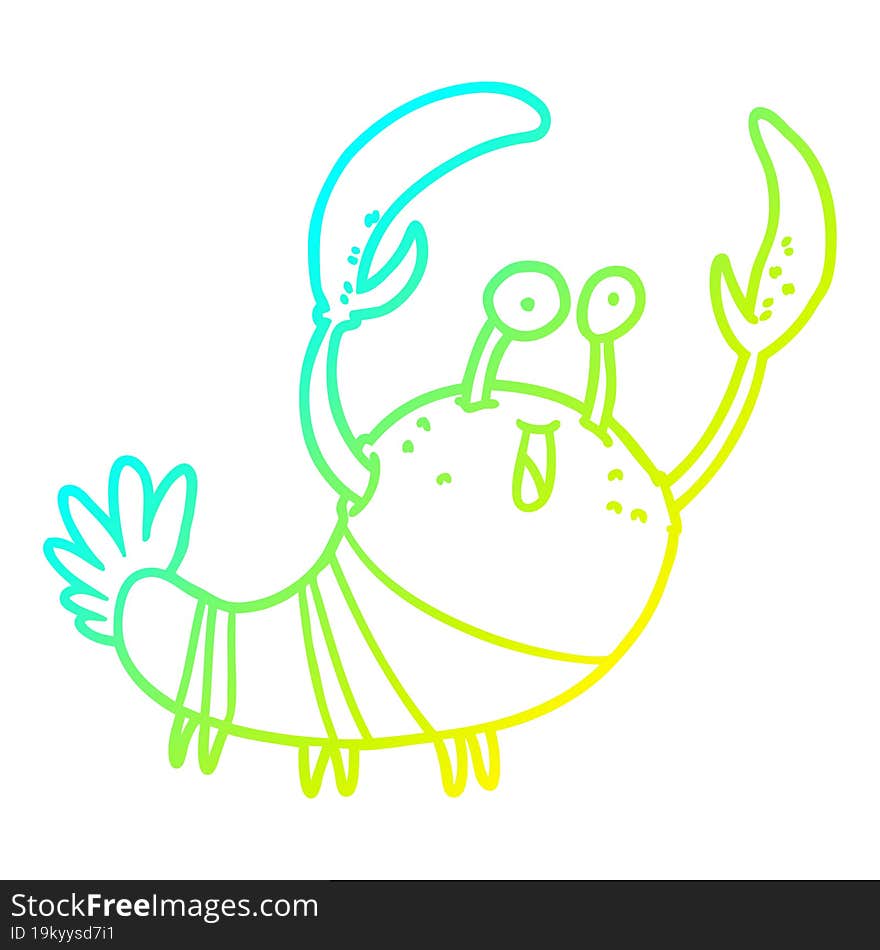 cold gradient line drawing cartoon lobster