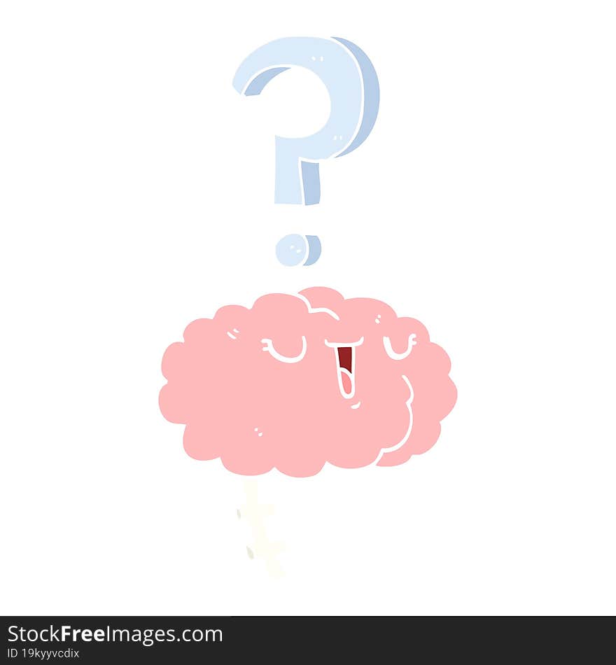 flat color style cartoon curious brain