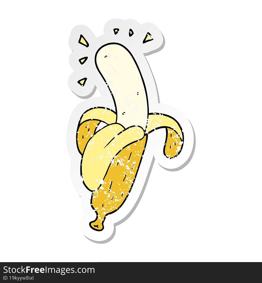 distressed sticker of a cartoon banana