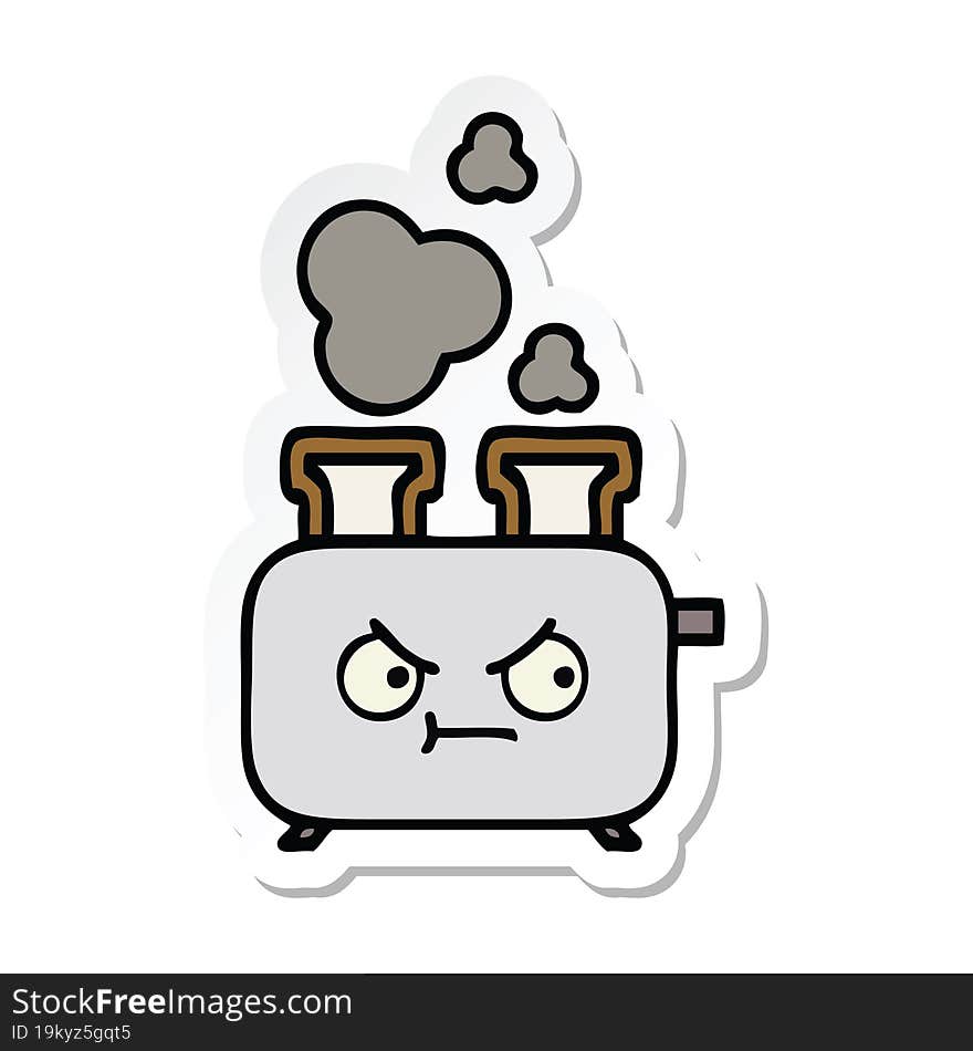 sticker of a cute cartoon of a toaster