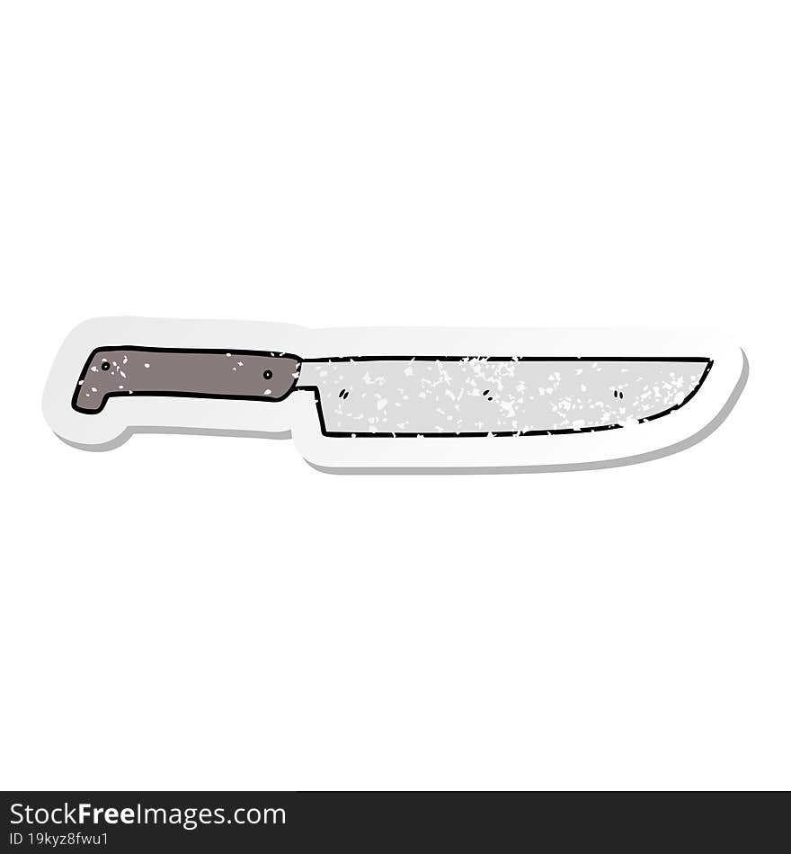 distressed sticker of a cartoon kitchen knife