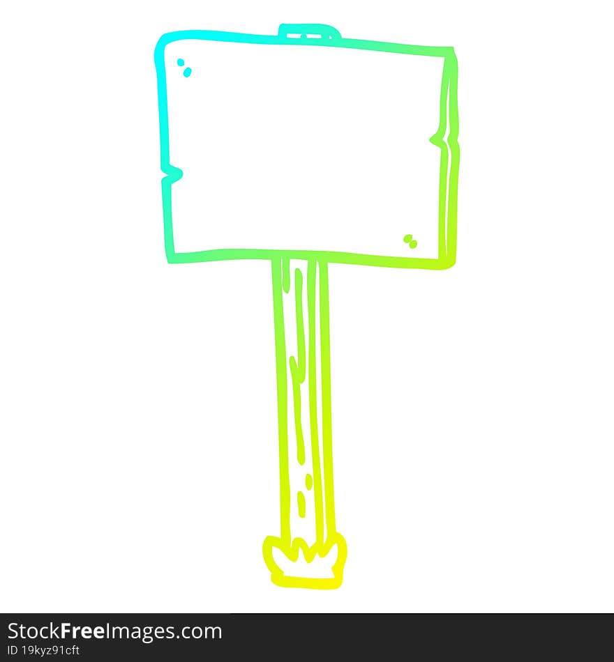 cold gradient line drawing of a cartoon sign post