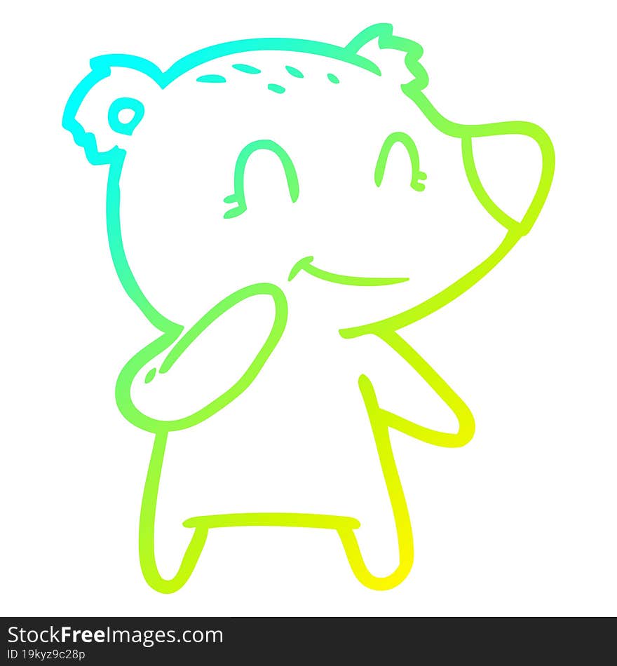 cold gradient line drawing smiling polar bear cartoon