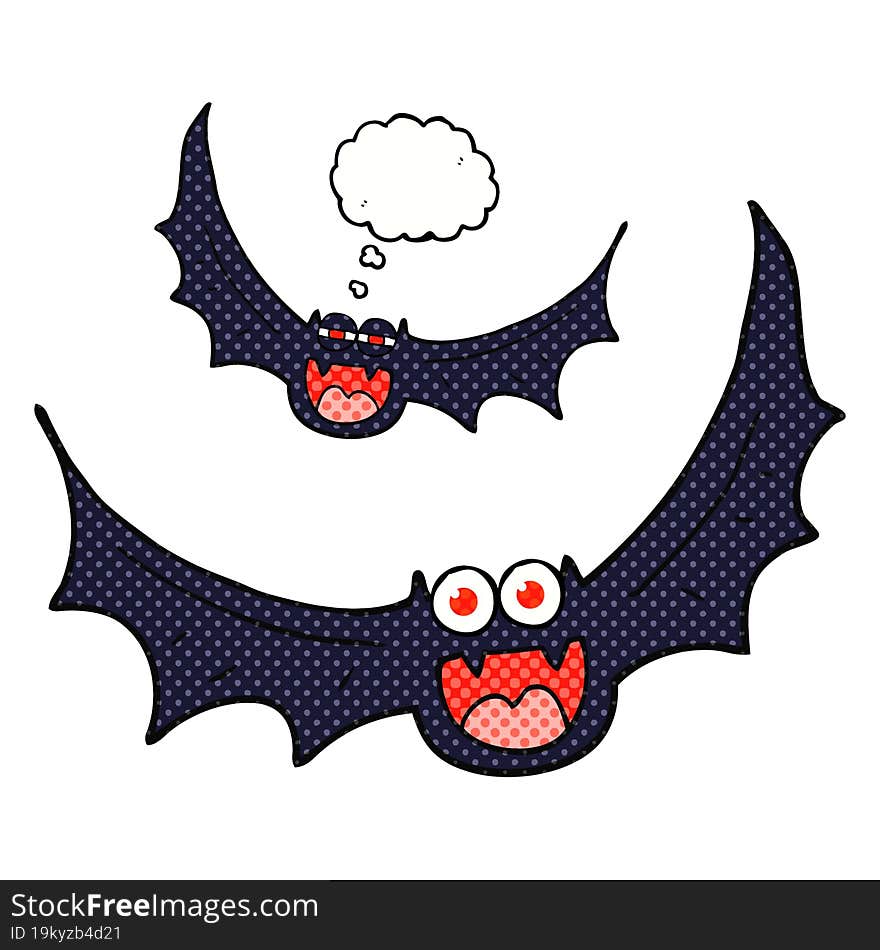 Thought Bubble Cartoon Halloween Bats