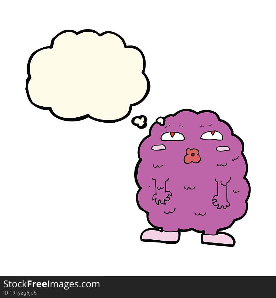 funny cartoon monster with thought bubble