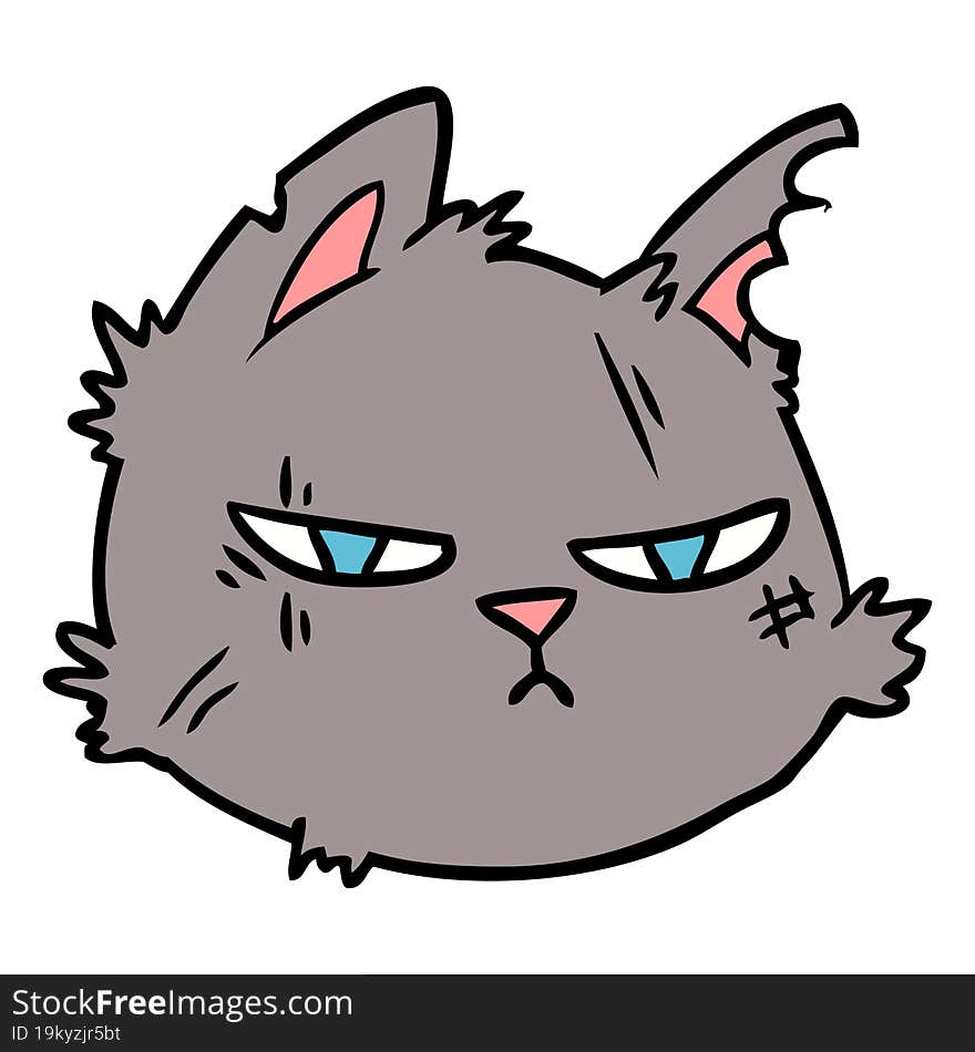 cartoon tough cat face. cartoon tough cat face