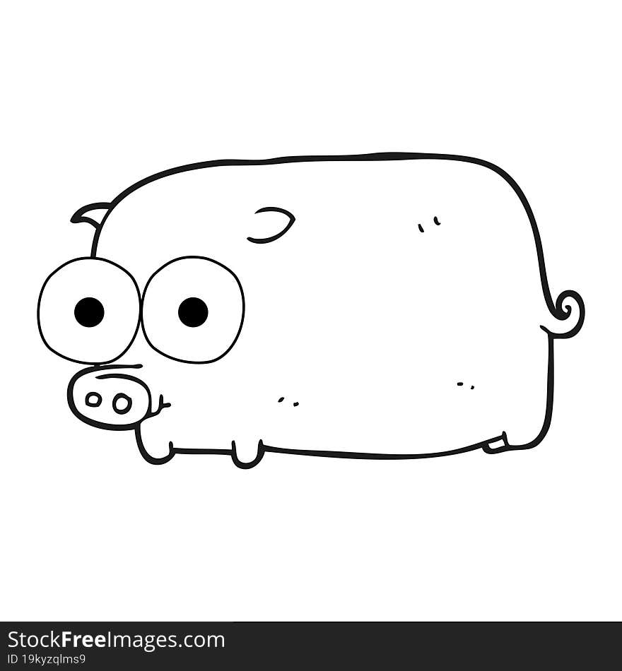 Black And White Cartoon Piglet With Big Pretty Eyes