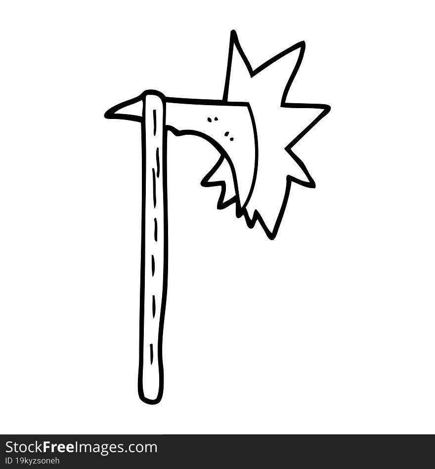 line drawing cartoon sharp axe