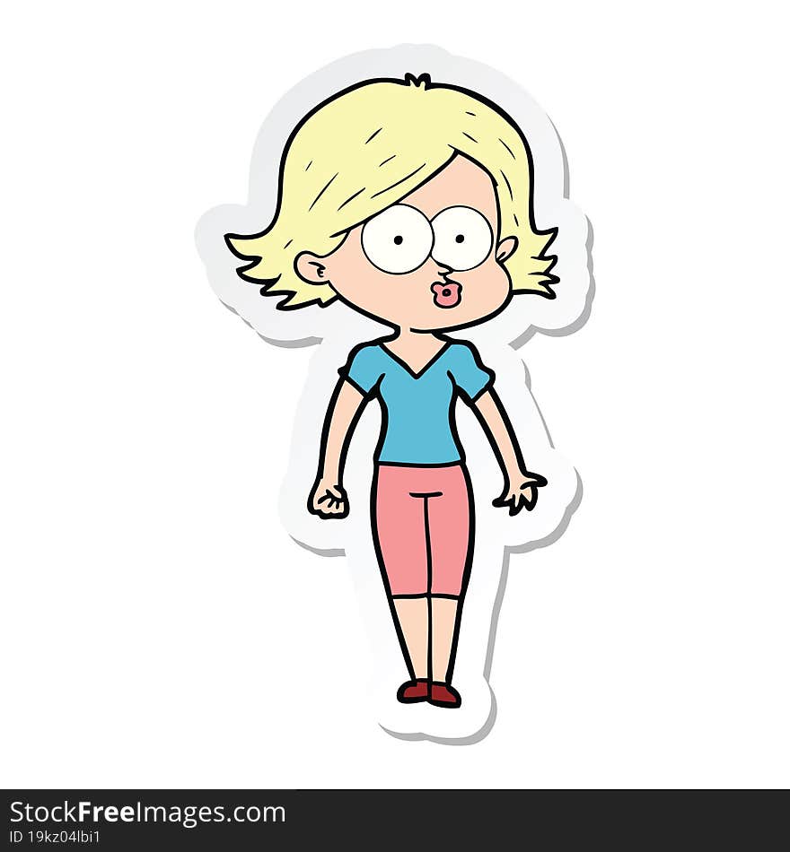 sticker of a cartoon girl pouting