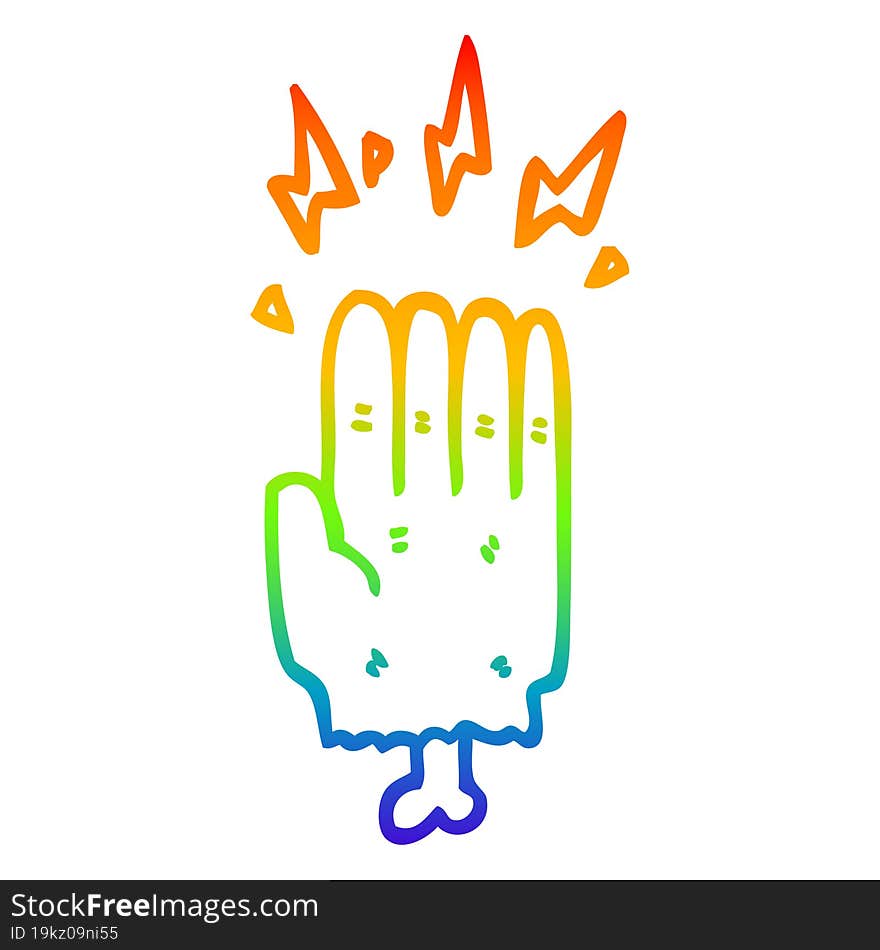 rainbow gradient line drawing cartoon magic halloween zombie hand