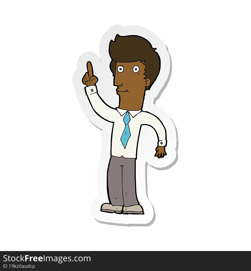 sticker of a cartoon friendly man with idea