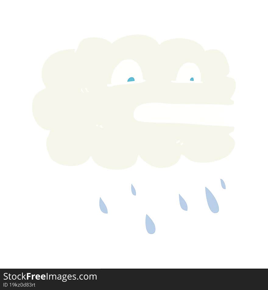 flat color illustration of a cartoon rain cloud