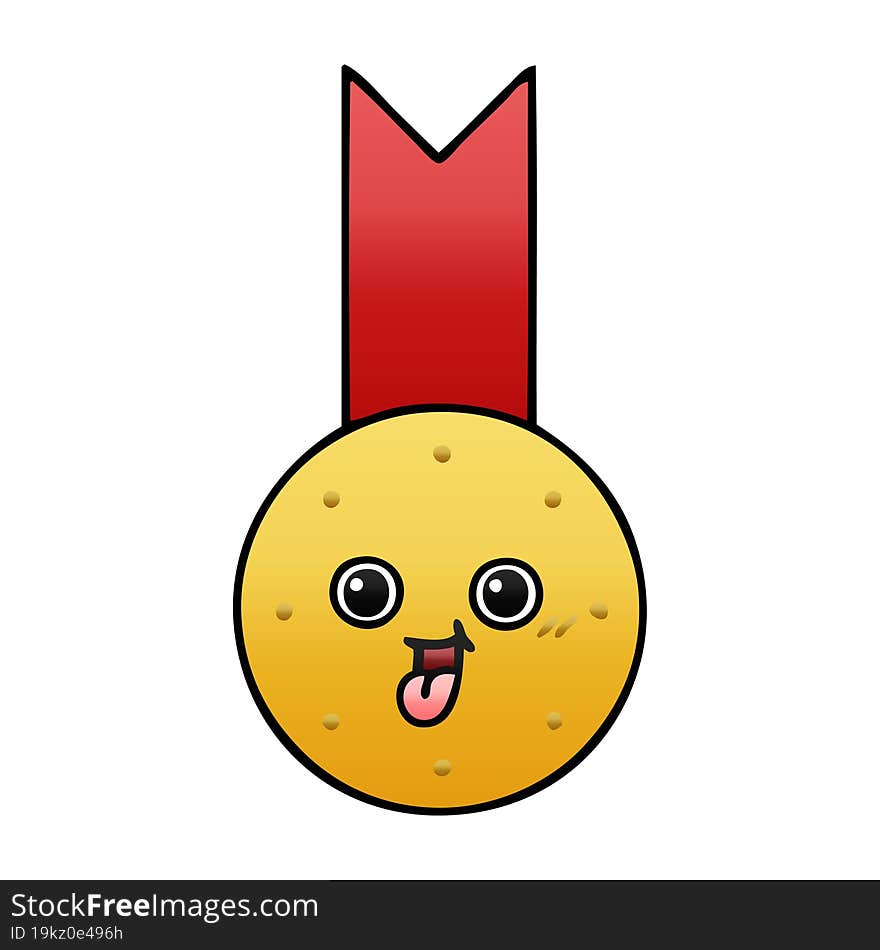 gradient shaded cartoon gold medal