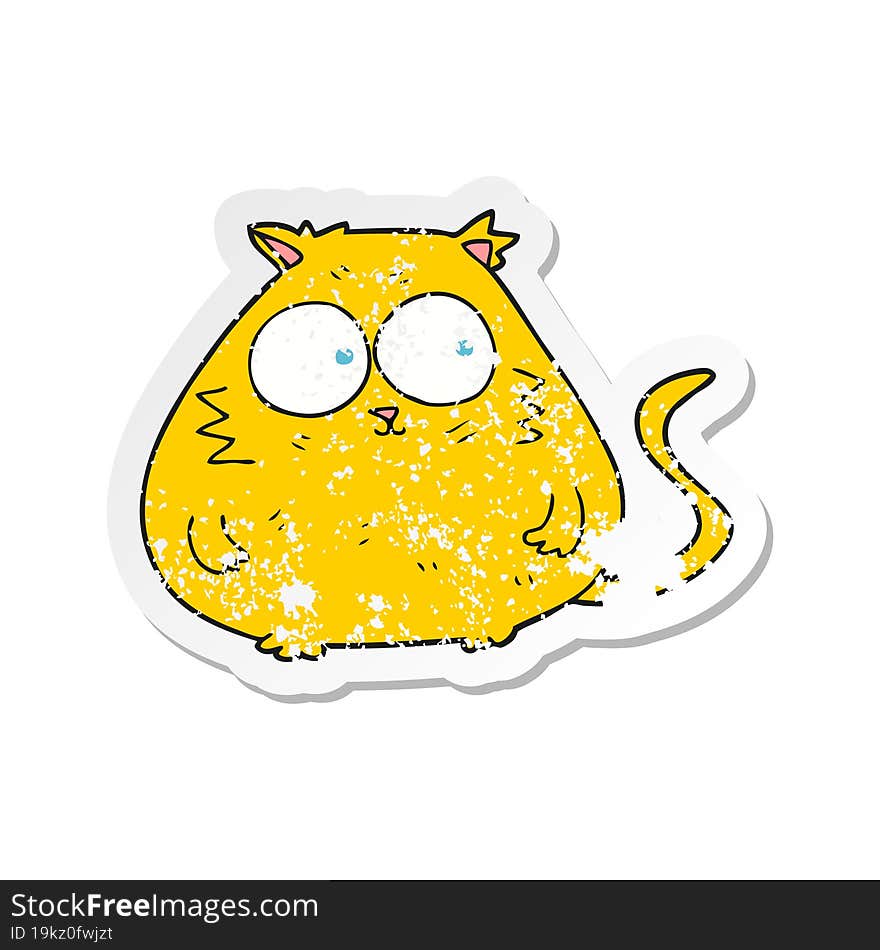 retro distressed sticker of a cartoon fat cat