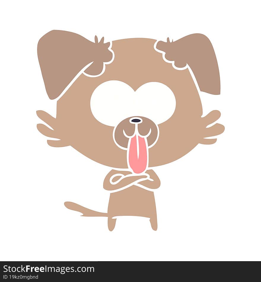 flat color style cartoon dog with tongue sticking out