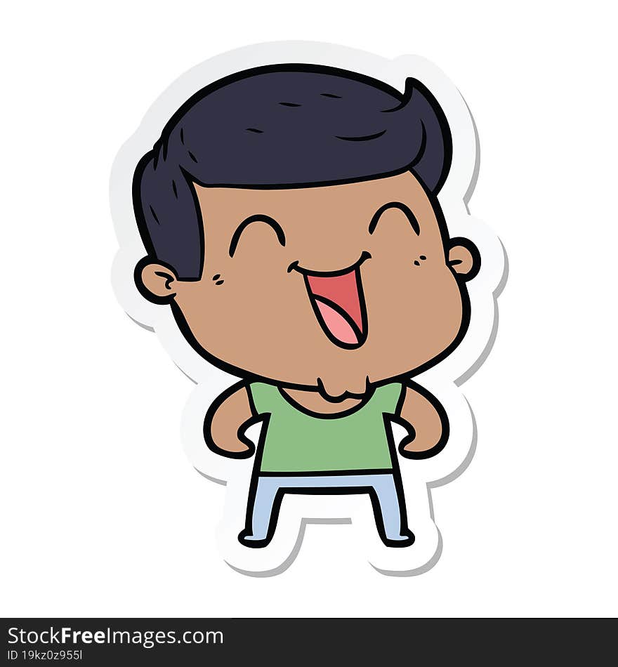 Sticker Of A Cartoon Man Laughing