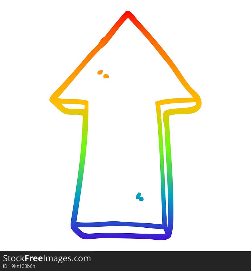 rainbow gradient line drawing cartoon arrow