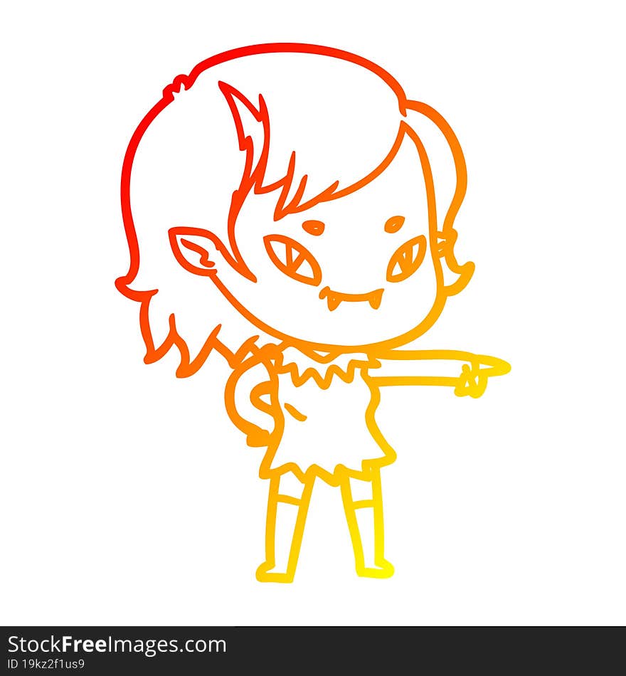 Warm Gradient Line Drawing Cartoon Friendly Vampire Girl