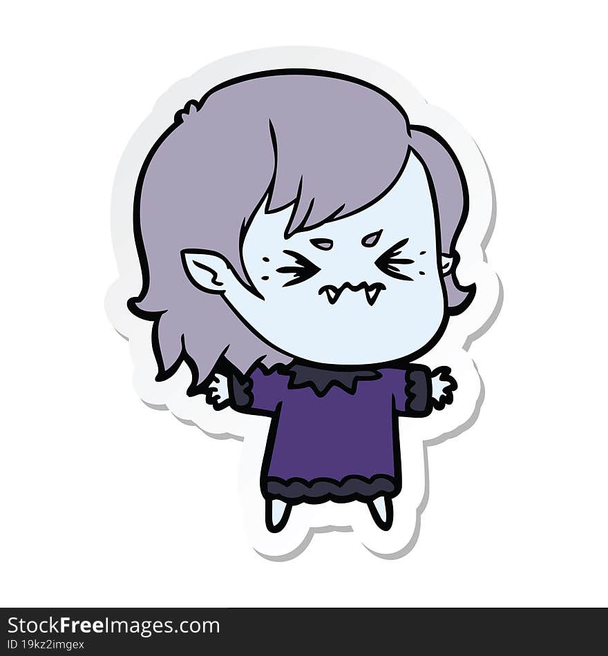 Sticker Of A Annoyed Cartoon Vampire Girl