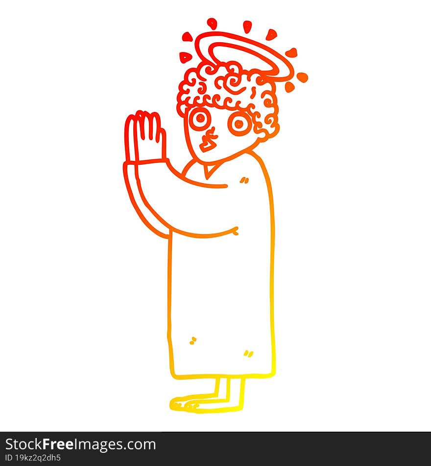 warm gradient line drawing of a cartoon angel