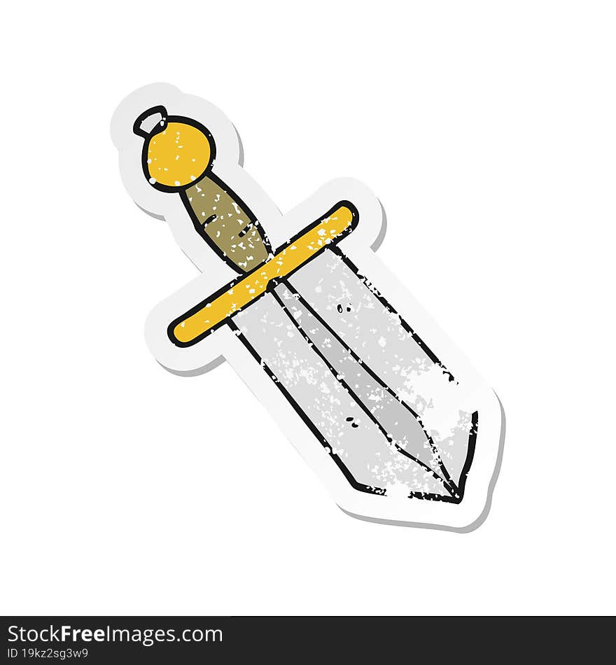 Distressed Sticker Of A Cartoon Dagger