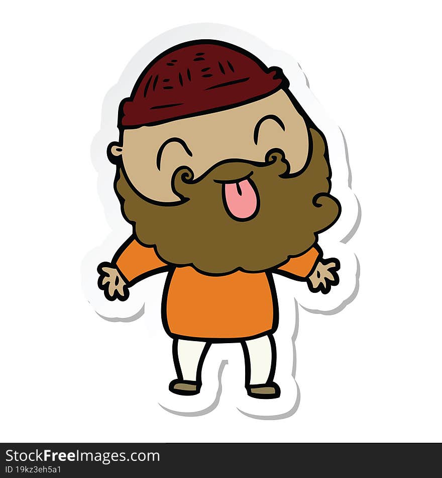 sticker of a man with beard sticking out tongue