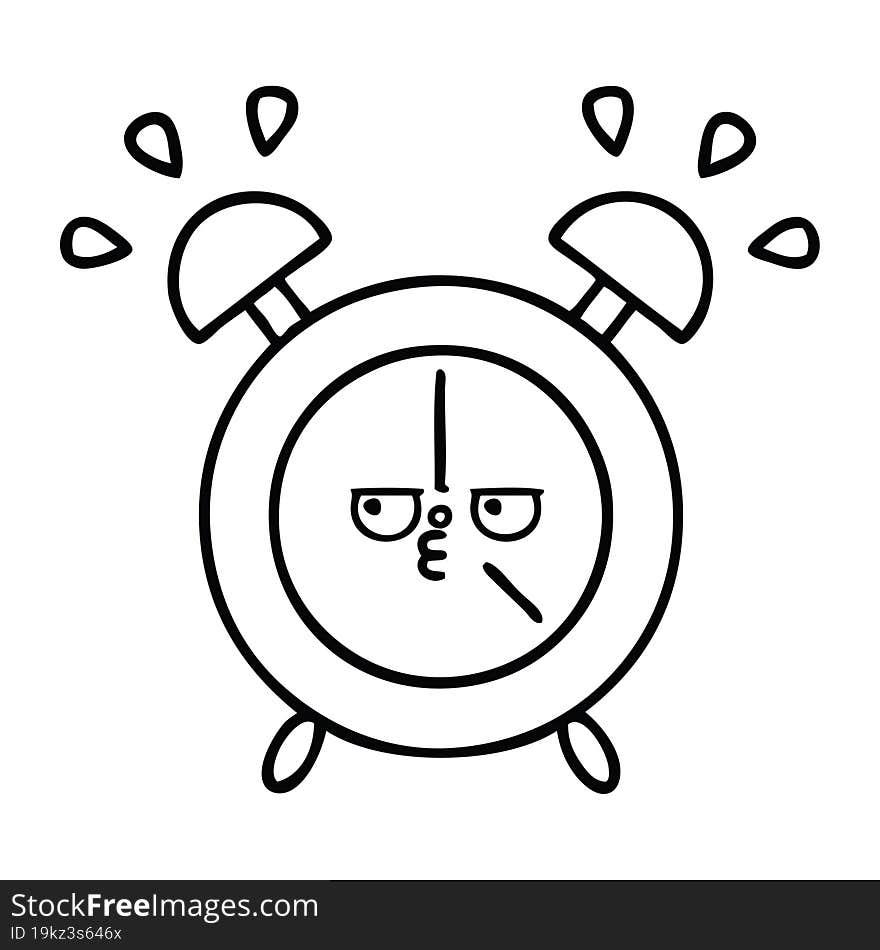 line drawing cartoon alarm clock