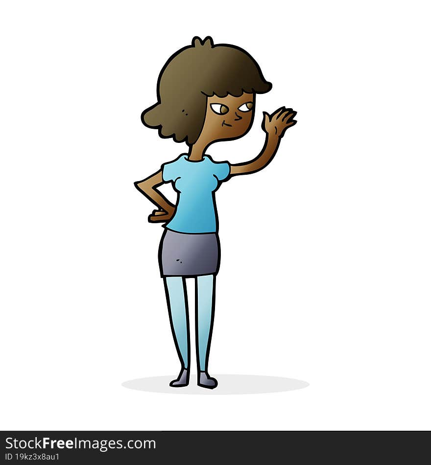 cartoon friendly girl waving