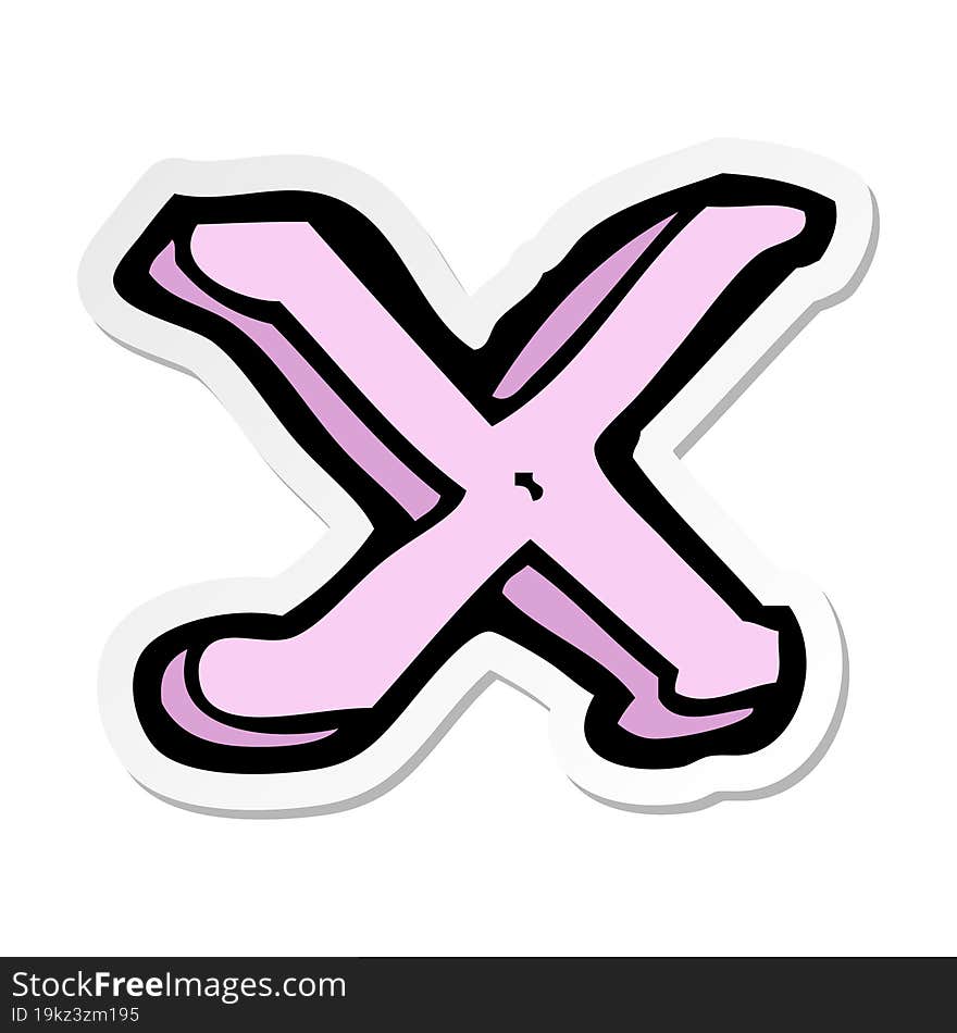 sticker of a cartoon letter X