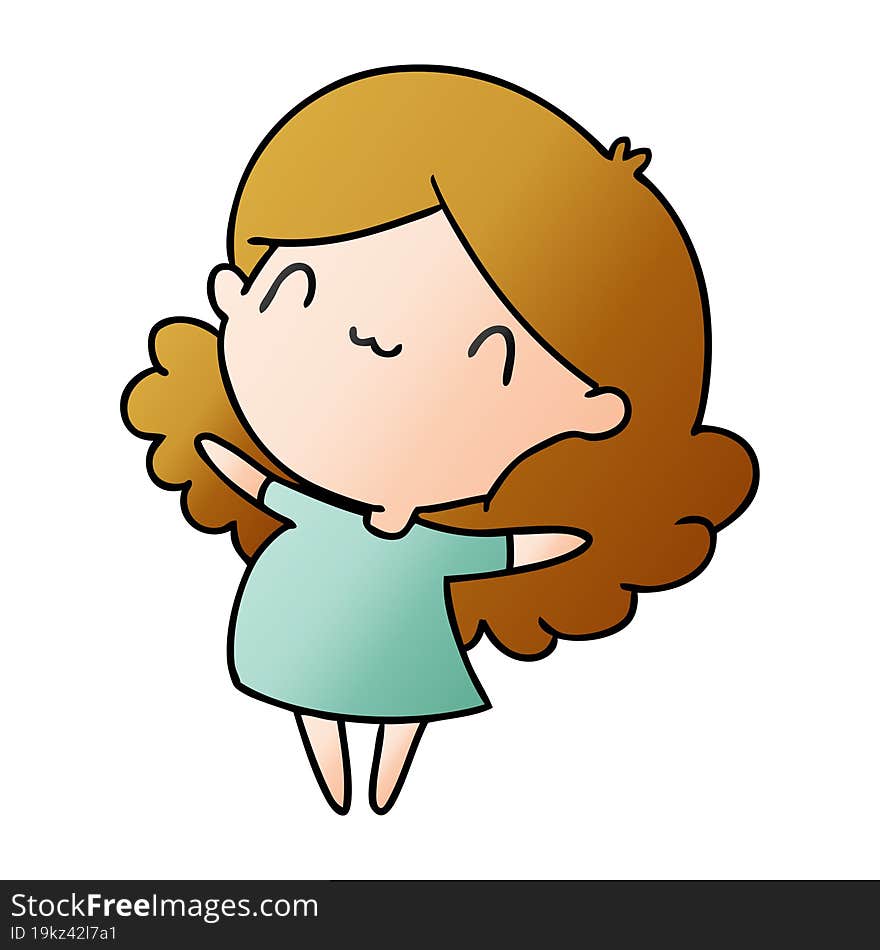 gradient cartoon illustration of a cute kawaii girl. gradient cartoon illustration of a cute kawaii girl