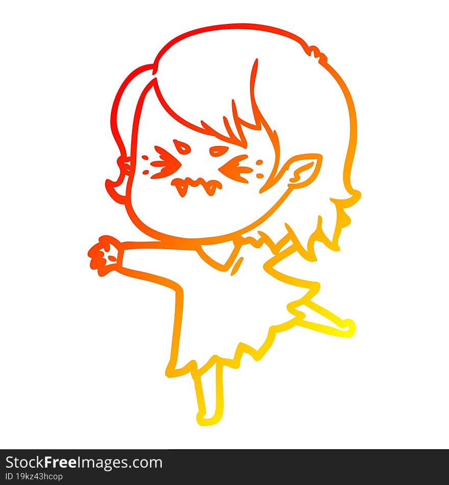 warm gradient line drawing annoyed cartoon vampire girl